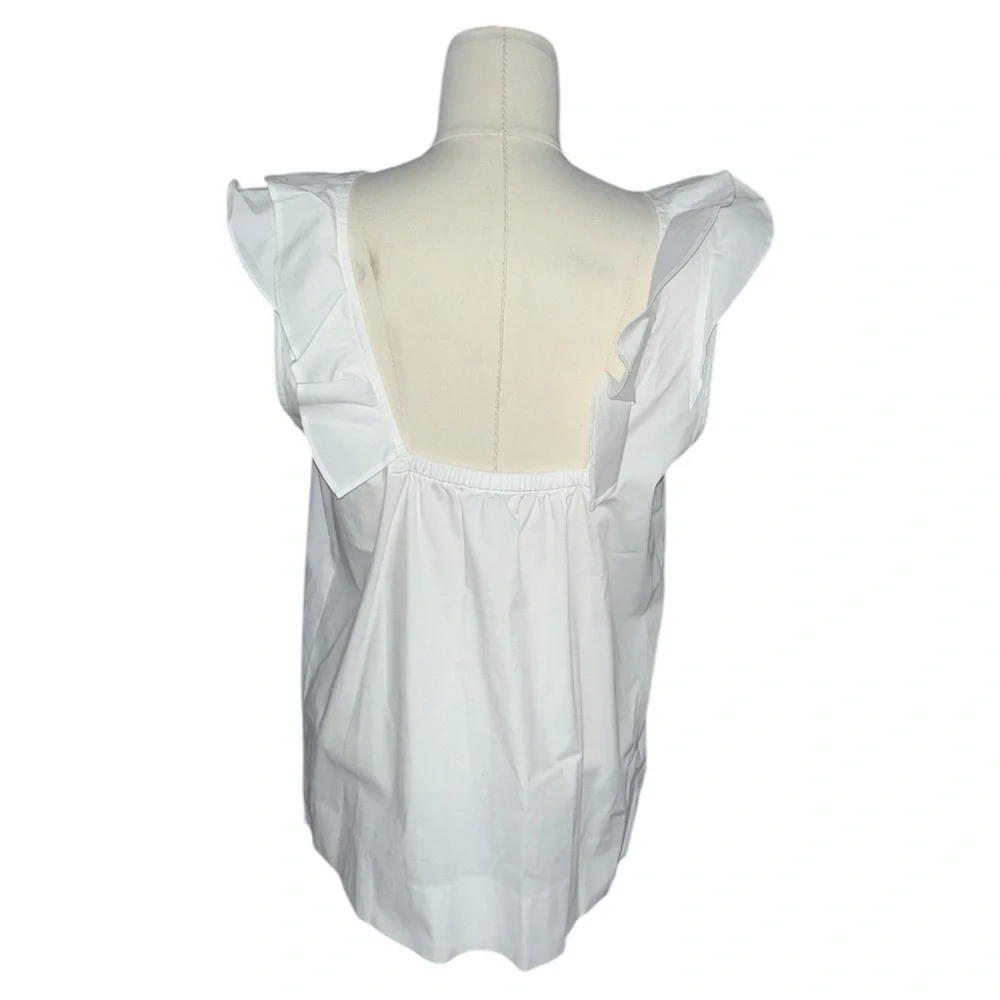J. Crew White Ruffle Collar Sleeveless Shirt Tank Top